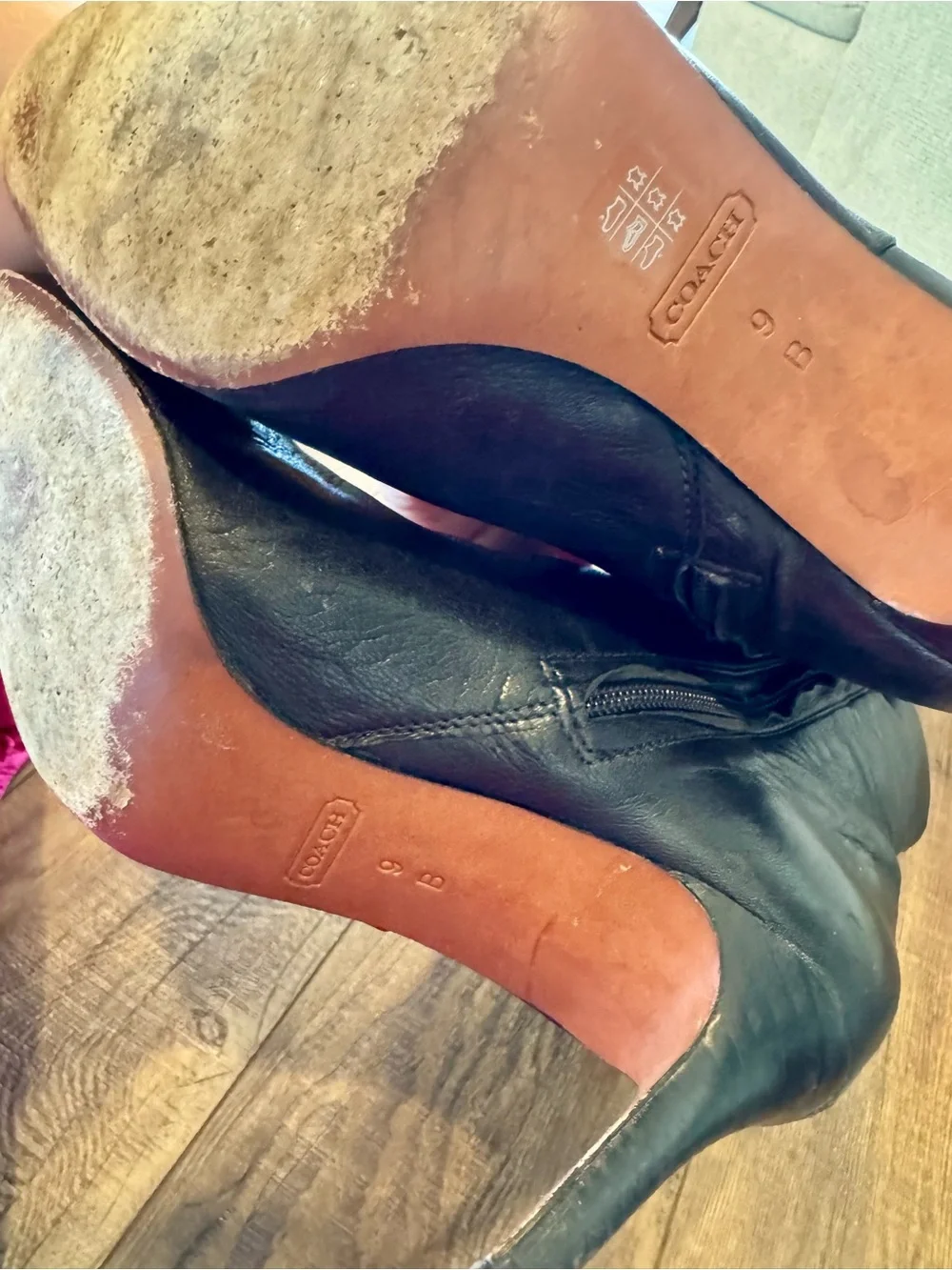 Vintage 90s/Y2K Coach Dalla Black Leather Over-the-Knee Stiletto Boots